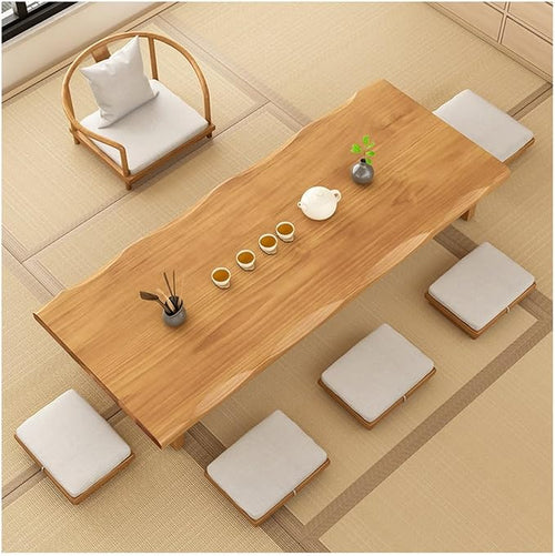 140cm Japanese Floor Table -Vintage Solid Wooden Tatami Table, Low Rectangular by Unknown