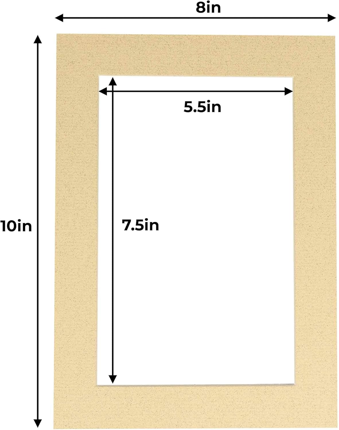 8x10 Mat for 6x8 Photo - Precut Tan Picture Matboard for Frames Measuring 8 x 10 Inches - Bevel Cut Matte to Display Art Measuring 6 x 8 Inches - Acid Free ONE MAT with Backing Board & Clear Bag