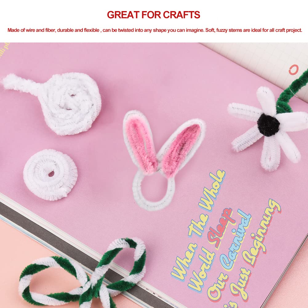 60 PCS White Pipe Cleaners - Bulk Art & Craft Pipe Cleaners Chenille Stem for Creative Home Decoration and Arts Crafts
