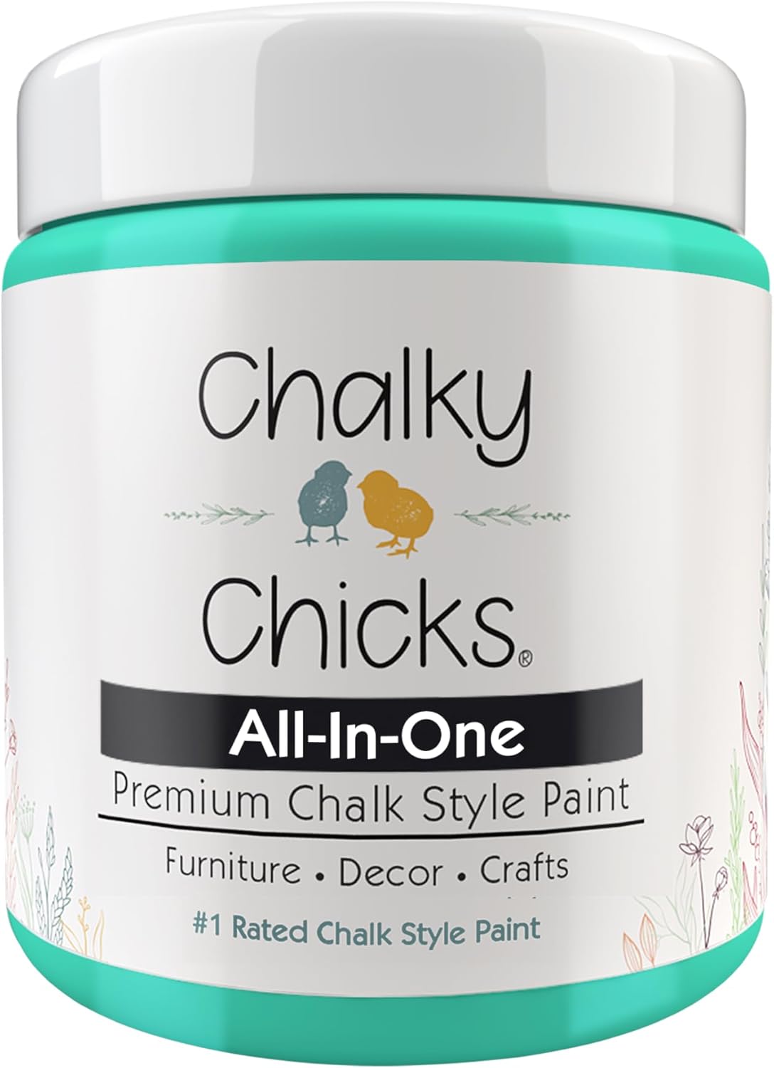 Chalky Chicks All-in-One Chalk Paint for Furniture or Cabinet - 8 Fl Oz - Matte Finish Cenote (Teal Blue) for Metal, Wood Furniture Paint - No Sanding All-in-One for Home Decor & Crafts, USA Made