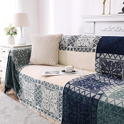 Boho Couch Cover Bohemian Throw Blanket Chenille Jacquard Tassels Throw - Image 2
