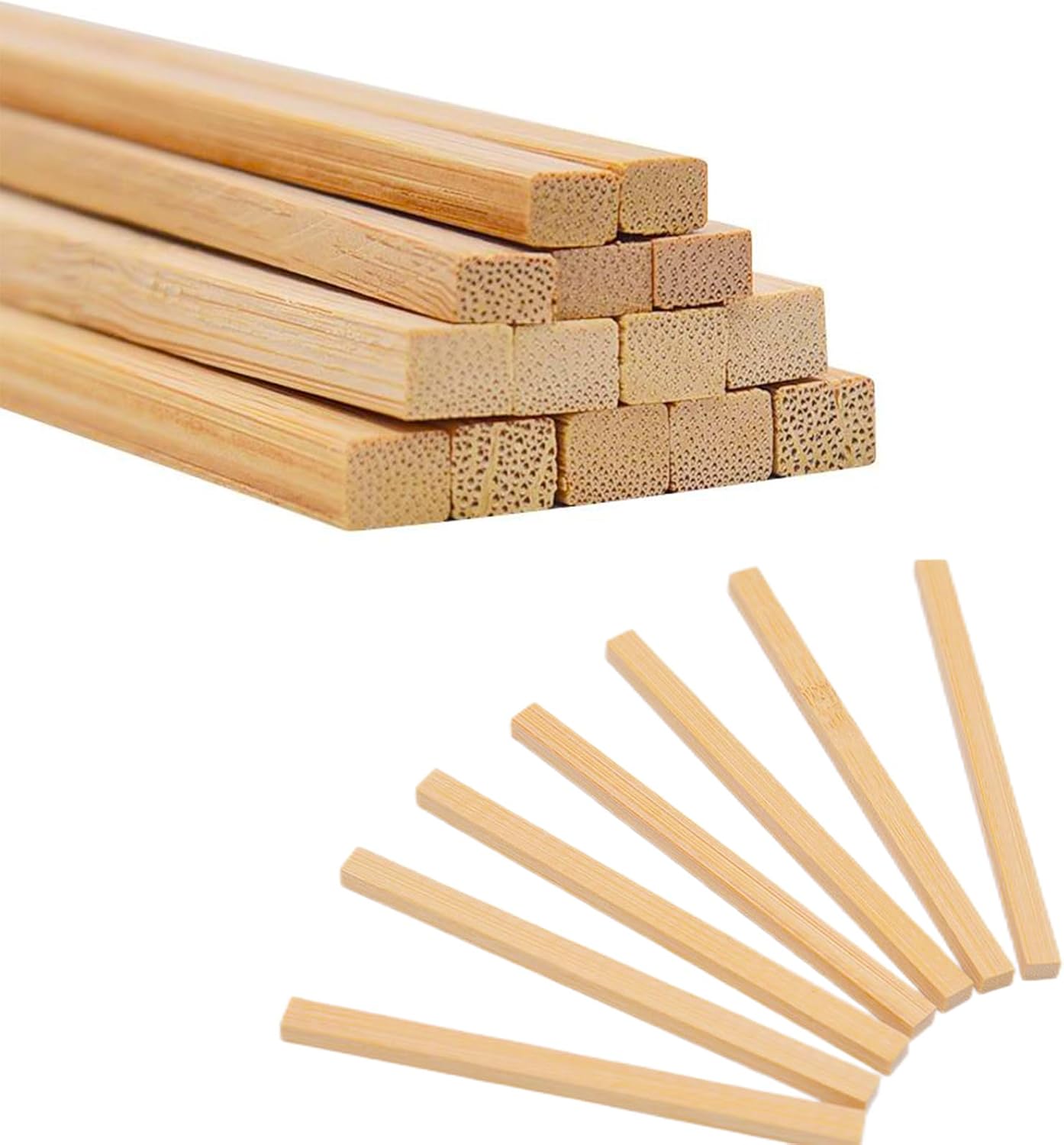 DaTpuik- 1/4 x 12 Inch 100 PCS Square Dowel Rods Wood Sticks Wooden Dowel Rods Unfinished Bamboo Sticks - for Crafts,Home Decor, Model Making and DIYers