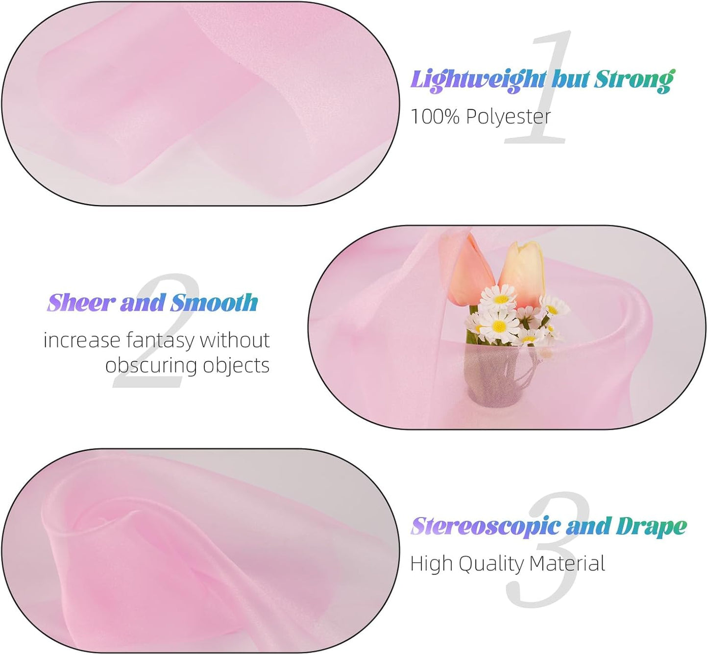 Crystal Organza Fabric Tulle 11 Inch by 50 Yards Sheer Tulle Rolls for DIY Craft Wedding Party Baby Shower Decor Gift Wrapping Party Supplies (Light Pink)