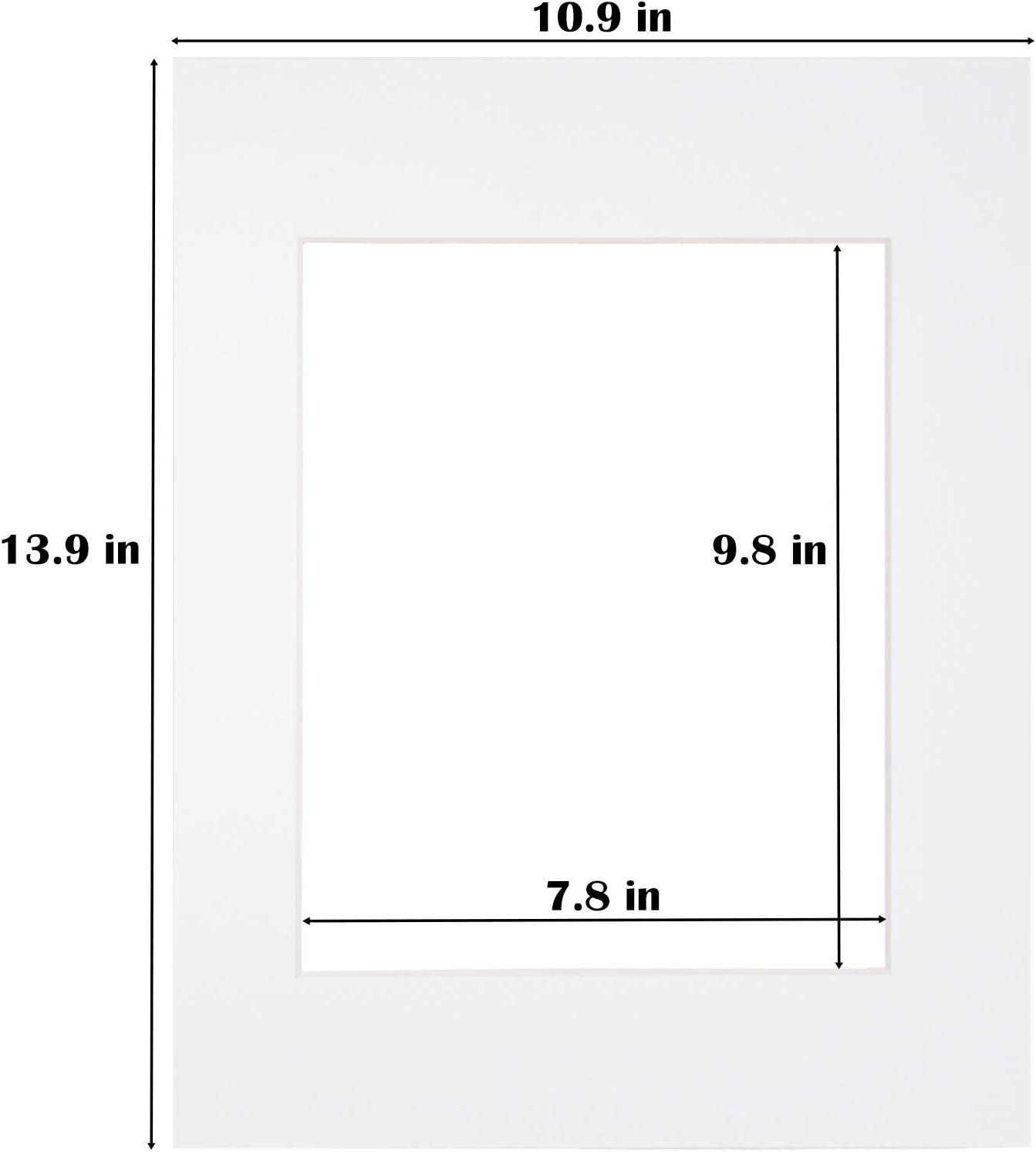 Egofine 11x14 White Picture Mats Pack of 14, Frame Mattes for 8x10 Pictures, Acid Free, 1.2mm Thickness, with Core Bevel Cut