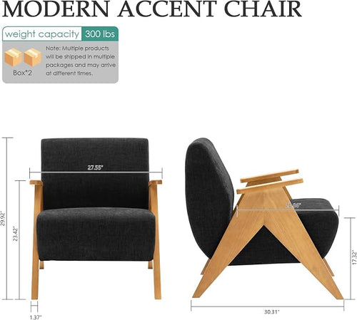 2 Pcs Home Accent Chair Mid Century Modern Accent Chair - Image 2