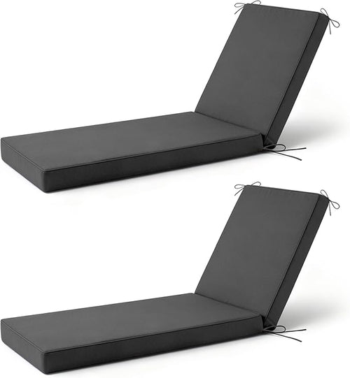 2 Pcs Chaise Lounge Cushions Outdoor Set of 2, Outdoor Chaise Cushion by Aegisun