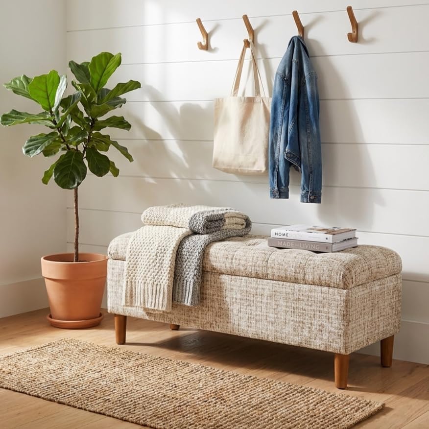 HomePop 40" Ainsley Button Tufted Storage Bench - Image 2