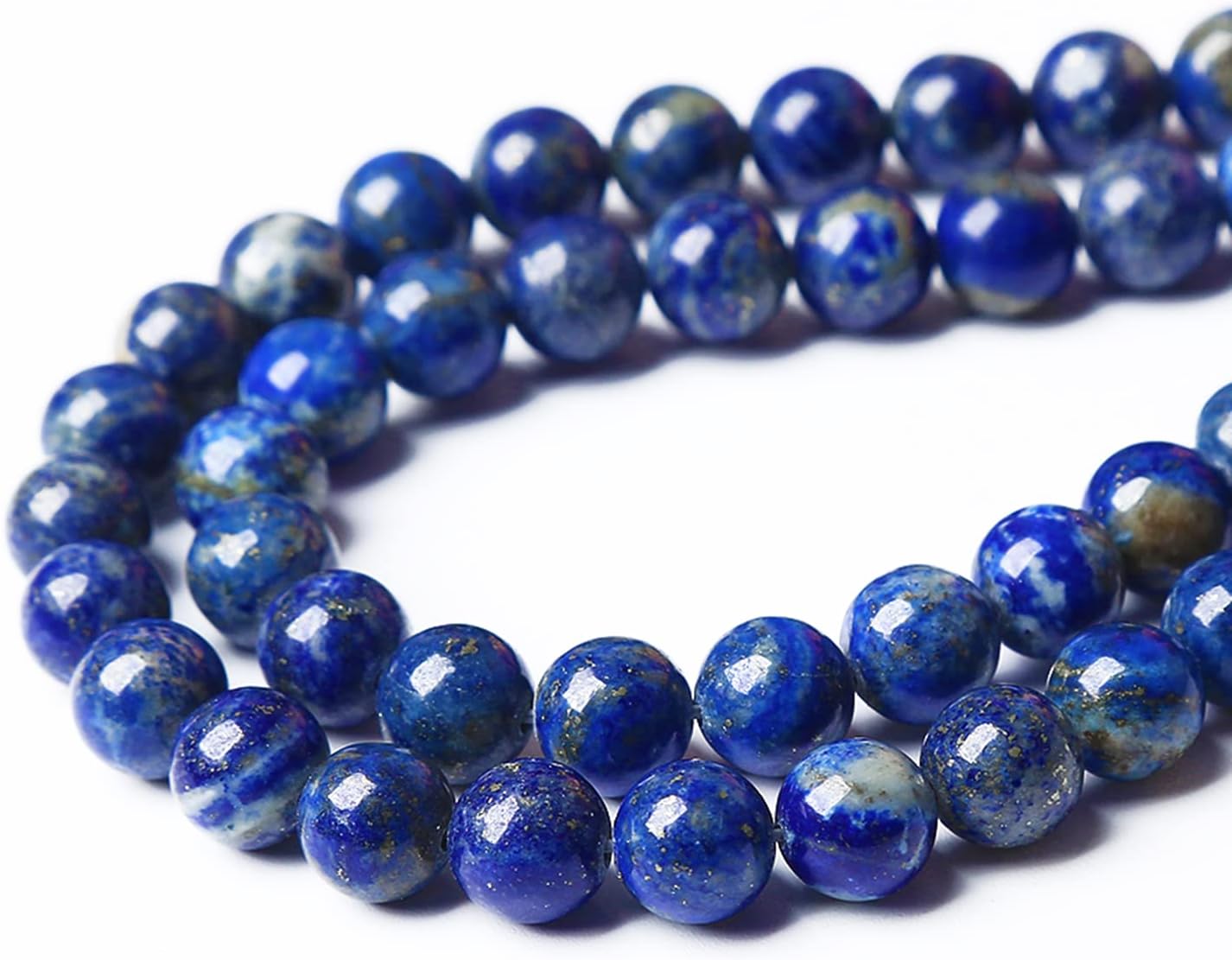 10mm 32PCS AAA+ Natural Lapis Lazuli Gemstone Beads Round Loose Stone Beads for Jewelry Making DIY Bracelets Necklace Earrings 32" 2 Strands