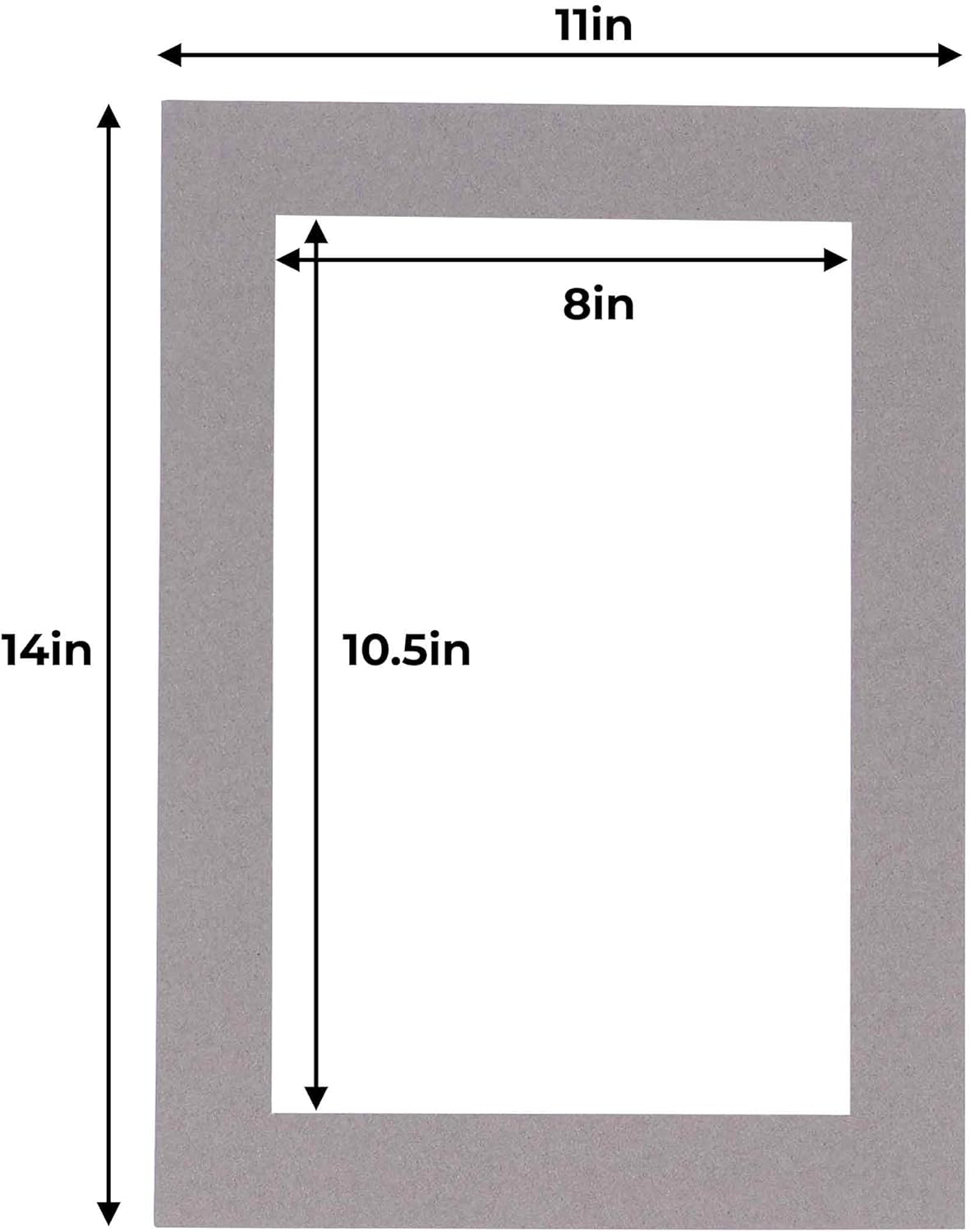 11x14 Mat for 8.5x11 Photo - Precut Charcoal Picture Matboard for Frames 11 x 14 Inches - Bevel Cut Matte to Display Art 8.5 x 11 Inches - Acid Free Pack of 100 MATS with Backing Boards & Clear Bags