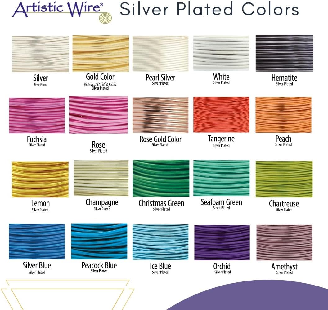Artistic Wire, 24 Gauge Silver Plated Tarnish Resistant Colored Copper Craft Wire, White, 15 yd