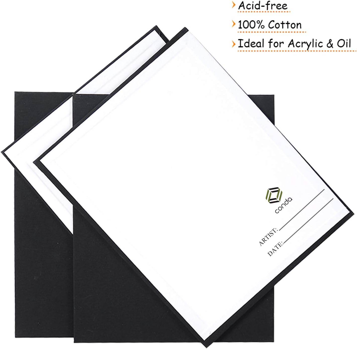 CONDA Black Canvases for Painting 11x14 inch, Pack of 14,100% Cotton Acid-Free, Canvas Panels, 8 oz Gesso-Primed, Art Boards for Oil & Acrylic Painting