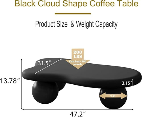 47" Cloud Coffee Table for Living Room Irregular Coffee Table Modern Low Coffee - Image 2