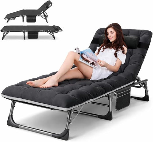 ABORON Heavy Duty Tanning Chair, Outdoor 5-Position Folding Chaise Lounge Chair by ABORON