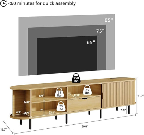 86.6" Mid-Century TV Stand - Image 2