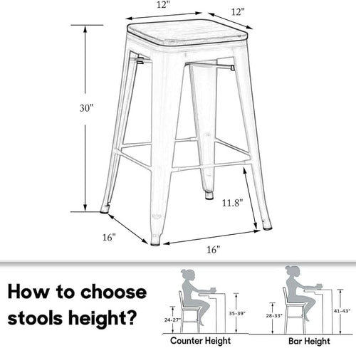 30" Backless Metal Counter Stool Height Bar Stools - Image 2