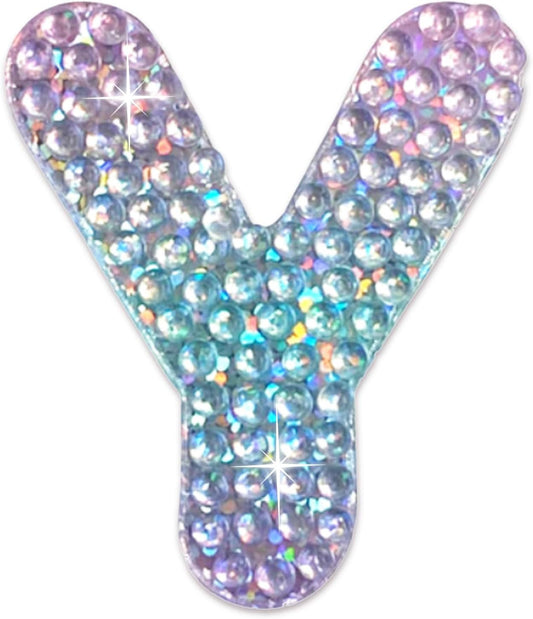 StickerBeans® Rhinestone Alphabet Letter Sticker Y - Unique Sparkly Design 2” x 2” Cut-to-Shape Adhesive - Personalization, Collecting, Gifting, Scrapbooking, Decorating Laptops, Phone Cases, All Ages