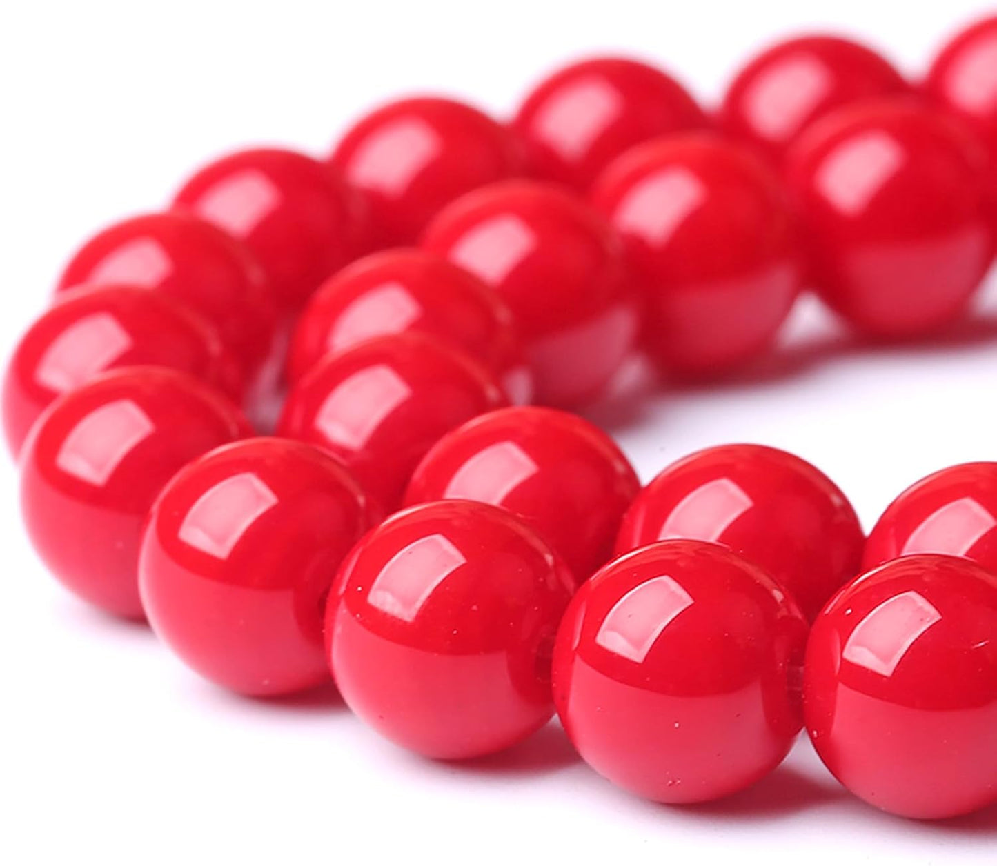 12MM 32 PCS Coral Red Glass Beads Natural Stone Crystal Energy Round Loose Beads for Jewelry Making Bracelet 15"