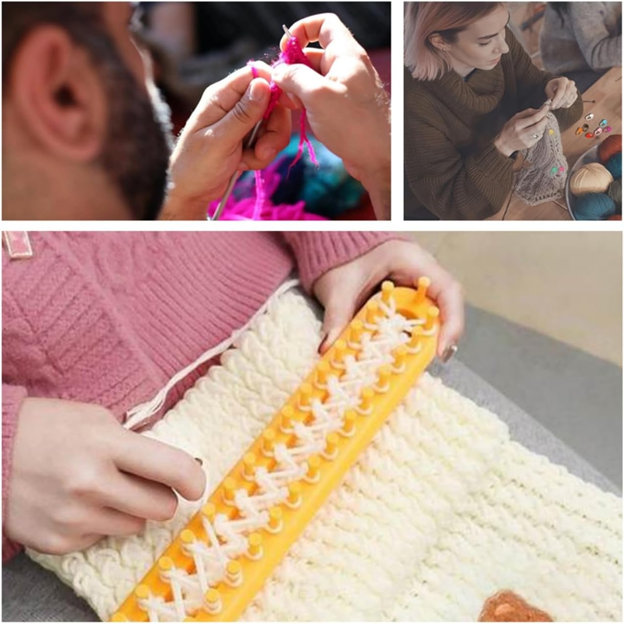 Hayodo Stitch Markers 10 Colors Knitting Crochet Locking 60/160/240Pcs Stitch Needle Clip Counter with 3 Plastic Needle Randomly and 1 Knitting Crochet Loop Ring (Multicolor-240 pcs)