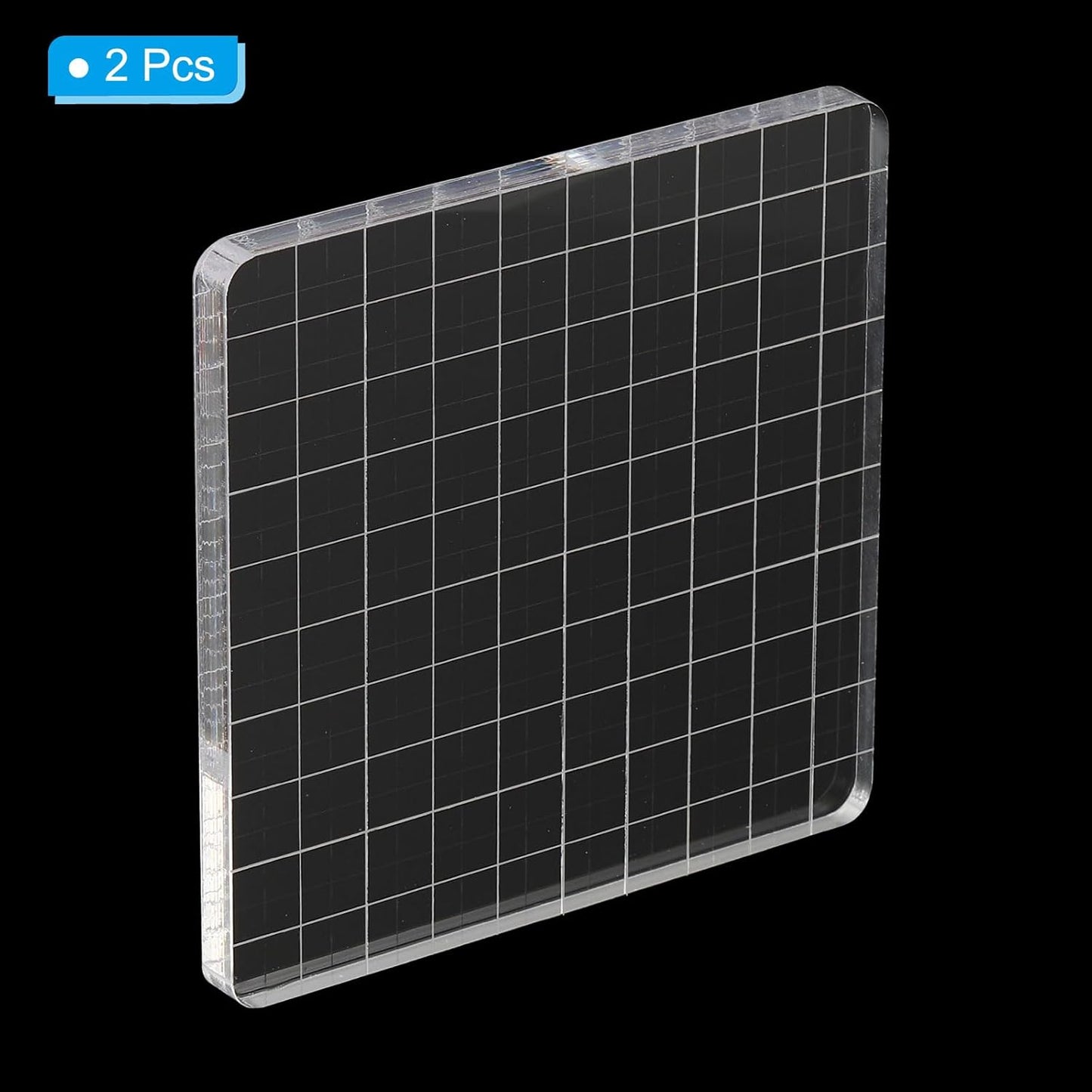 PATIKIL 4" x 4" Acrylic Stamp Block, 2 Pack Clear Stamping Block with Grid Lines Decorative Mounting Blocks Square for Scrapbooking DIY Crafts Card Making