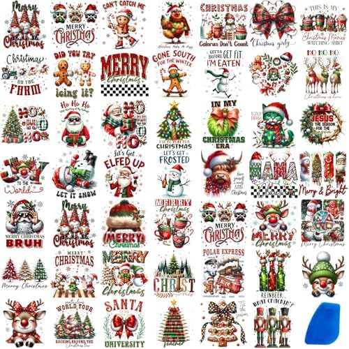 ZMRU 48 Sheets Vintage Christmas Rub On Transfers by ZMRU