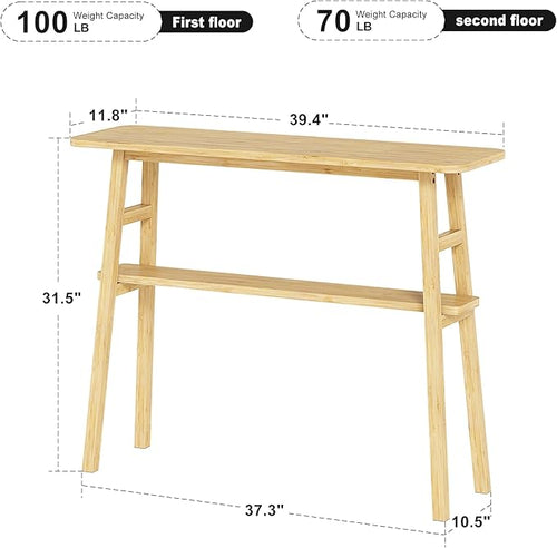 39.4" Solid Bamboo Entryway Console Table, Sofa Table Behind Couch, Narrow - Image 2