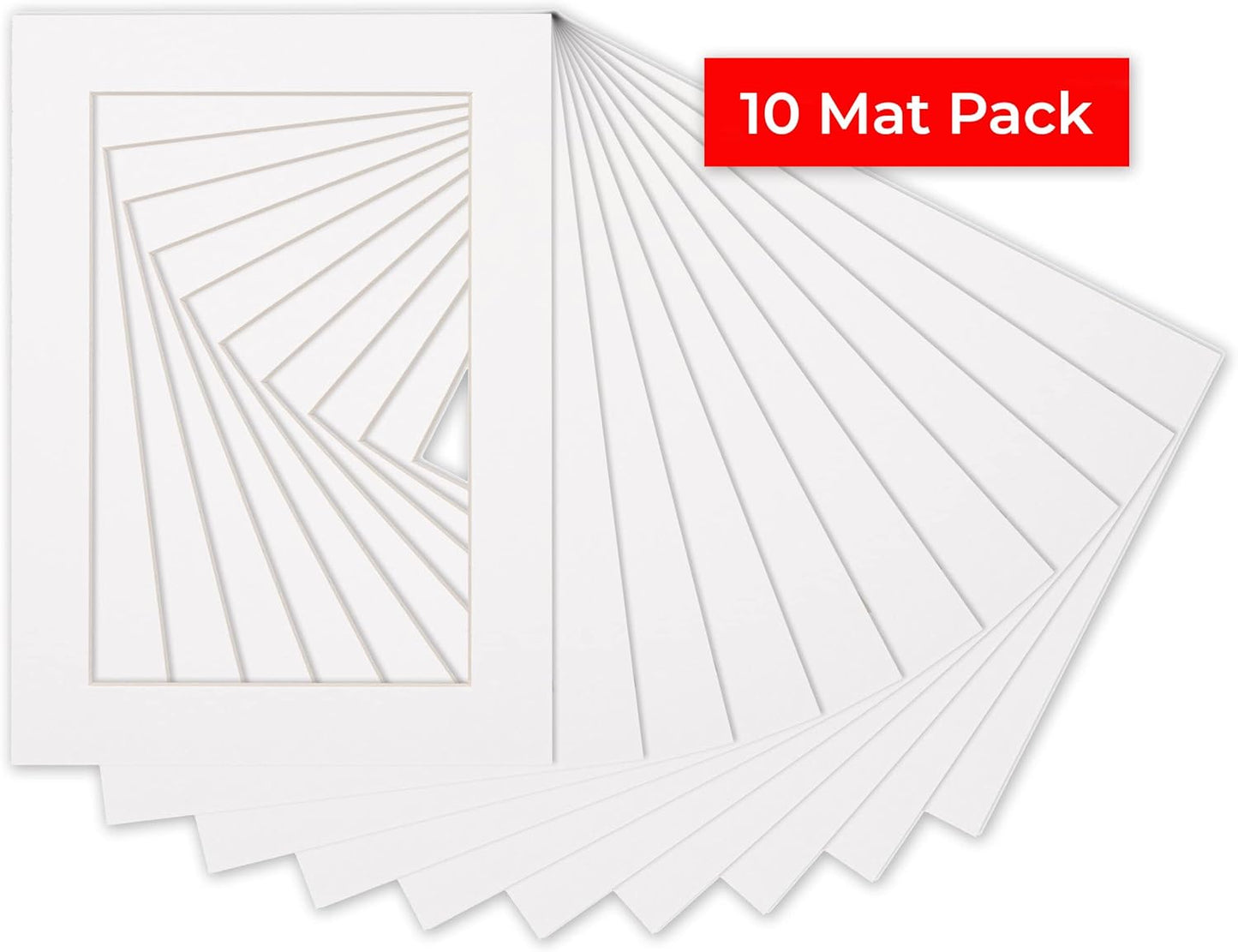 5x7 Mat for 8.5x11 Frame - Precut Mat Board Acid-Free White 5x7 Photo Matte Made to Fit a 8.5x11 Picture Frame, Premium Matboard for Family Photos, Show Kits, Art, Picture Framing, Pack of 10 Mats