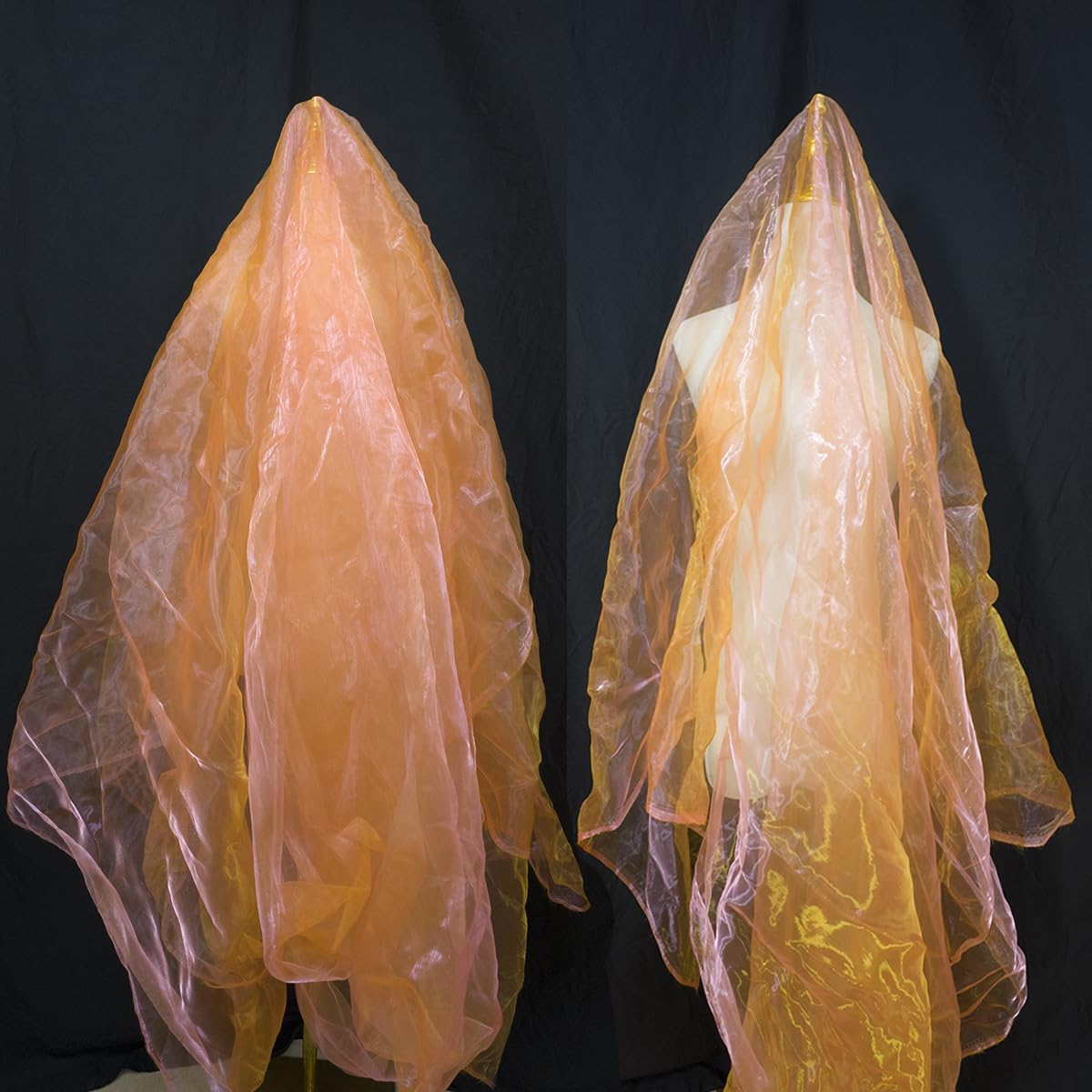 Two-Tone Iridescent Holographic Organza Fabric - 5.5 Yards by The Yard | Lightweight Sheer Tulle | for Wedding Dresses, Party Decor, DIY Crafts, Shiny Backdrops(Fluorescent Pink-Yellow)