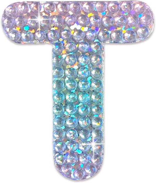 StickerBeans® Rhinestone Alphabet Letter Sticker T - Unique Sparkly Design 2” x 2” Cut-to-Shape Adhesive - Personalization, Collecting, Gifting, Scrapbooking, Decorating Laptops, Phone Cases, All Ages