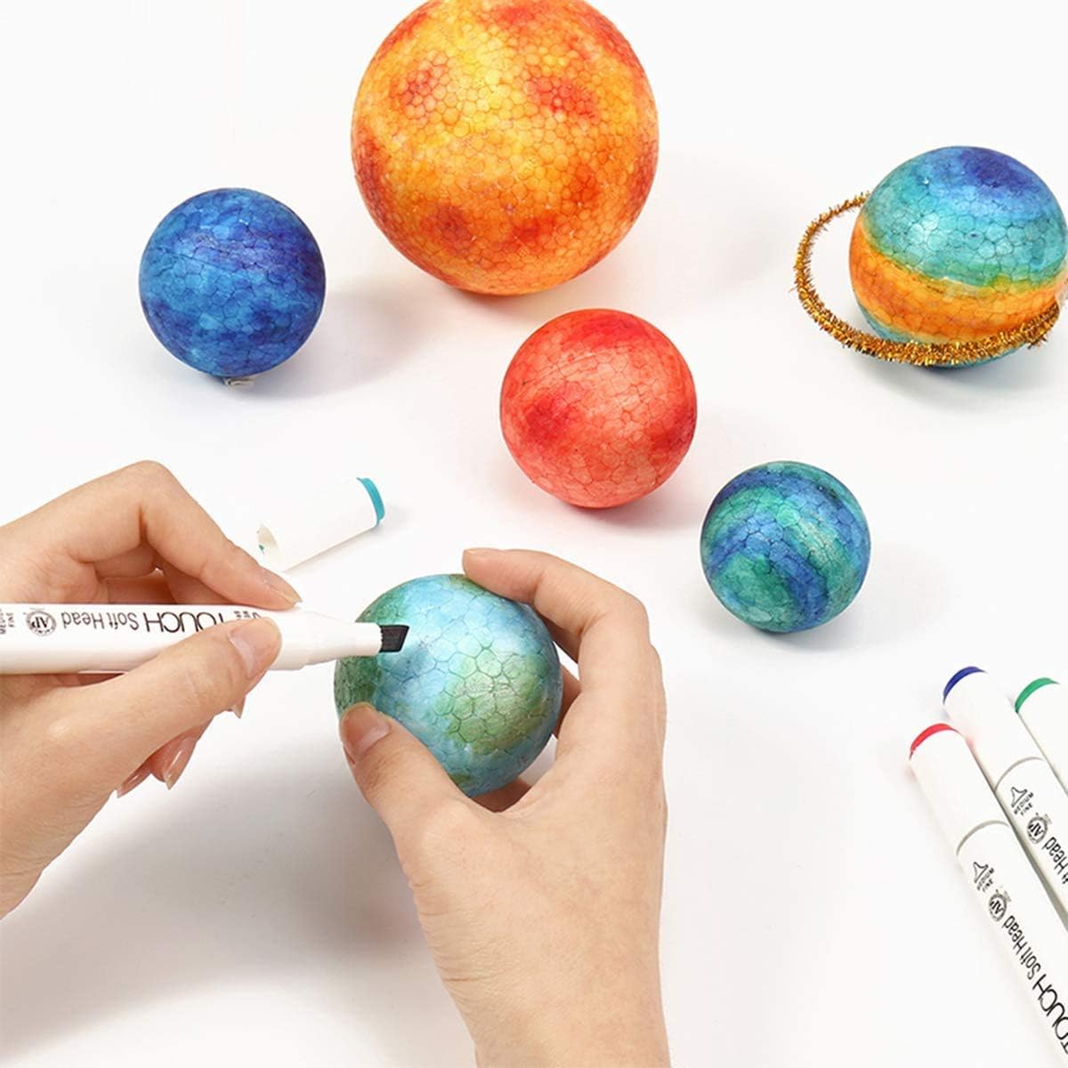 Crafare 18pc 2.35 Inch White Smooth Foam Balls for Crafts Spring Holiday Art Polystyrene Balls Decoration Household School Projects and Party Decorations