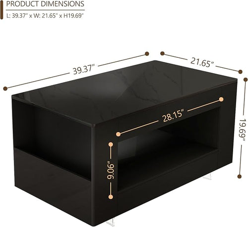 39" High Gloss Wood Coffee Table - Image 2