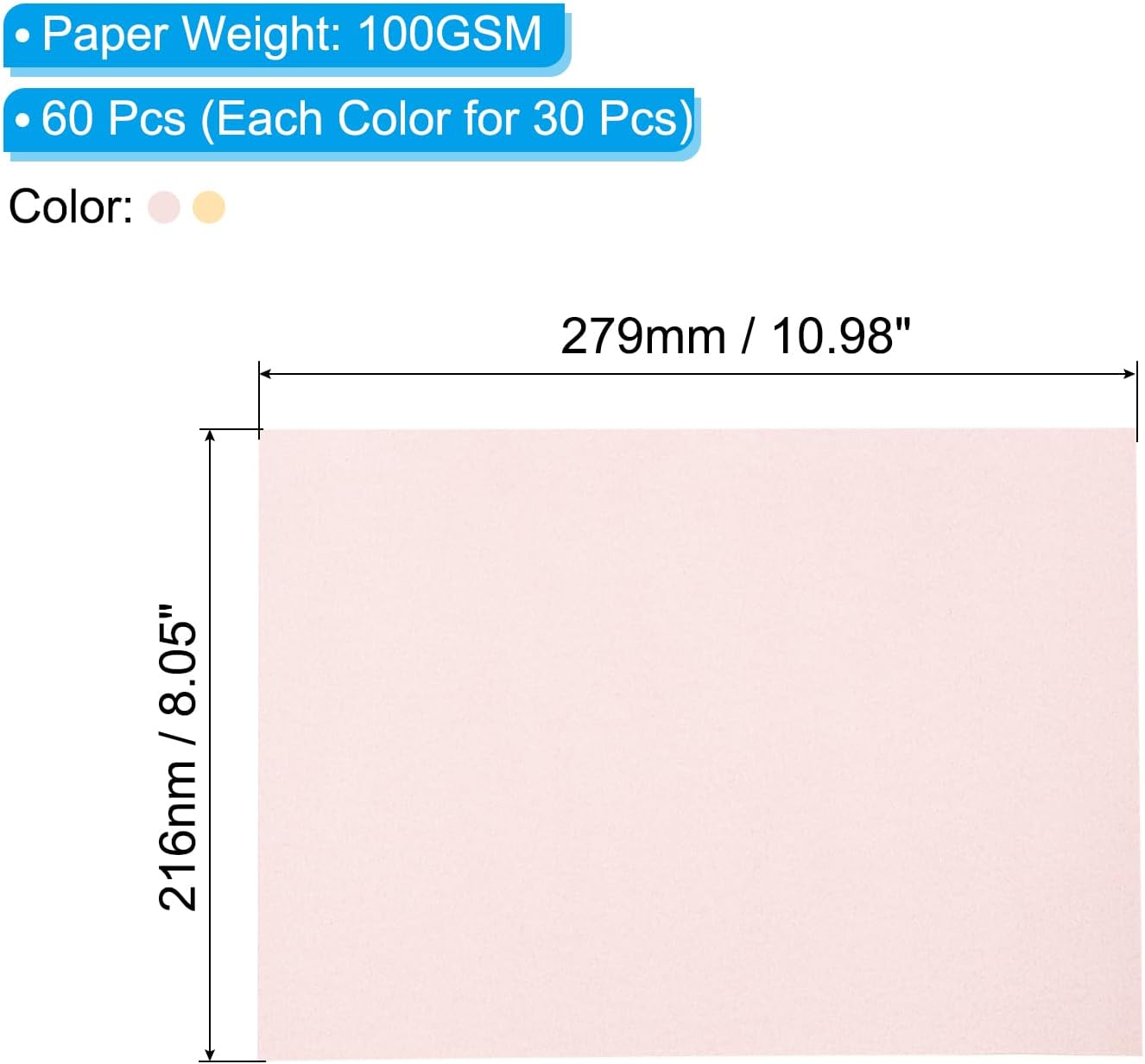 PATIKIL 60 Sheets Vellum Paper 8.5x11inches, Printable Translucent Paper 100GSM Colored for Invitations Laser Inkjet Printing Card Making Crafting Wedding Tracing, Beige Gold/Pink