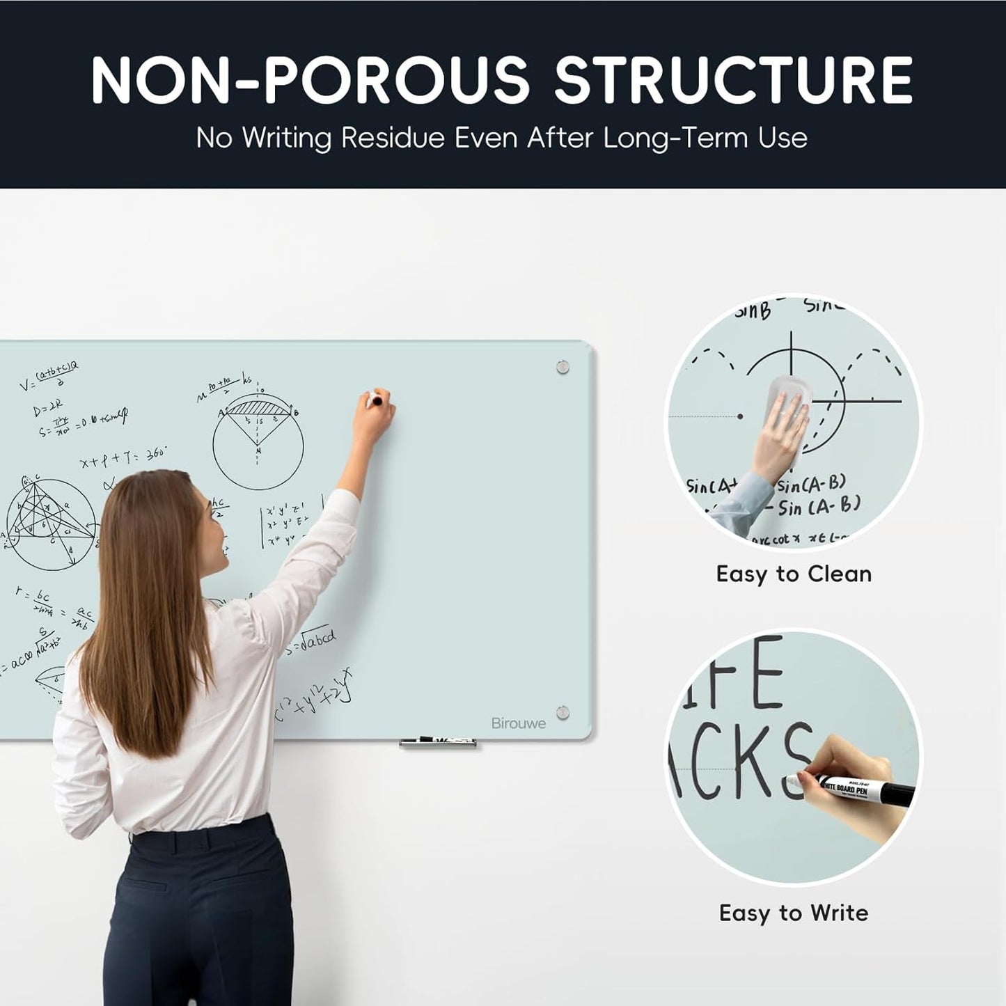 Magnetic Glass Whiteboard - Glass Dry Erase Board 48"x96" Large Frameless Board for Walls Office School and Home