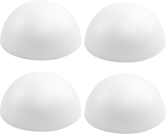 Crafjie 4PCS 6 Inchs White Foam Balls Half Round Polystyrene Half Foam Balls Craft Supplies Hemispherical Christmas Craft Ballfor DIY Home Craft Project and Art Decoration