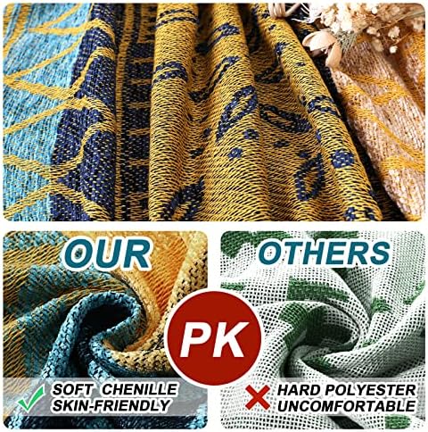 Boho Couch Cover Bohemian Throw Blanket Chenille Jacquard Tassels Throw - Image 3