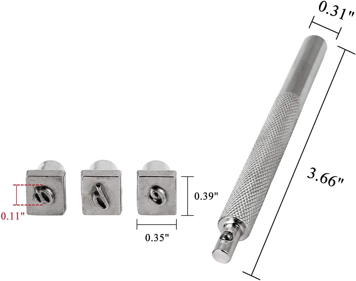Yoption 37 Pieces Leathercarft Stamping Tool Set, 26 Letters Alphabet & 10 Numbers Stamps Steel Punch Tool 3mm+1 Stamping Handle for Leather Craft
