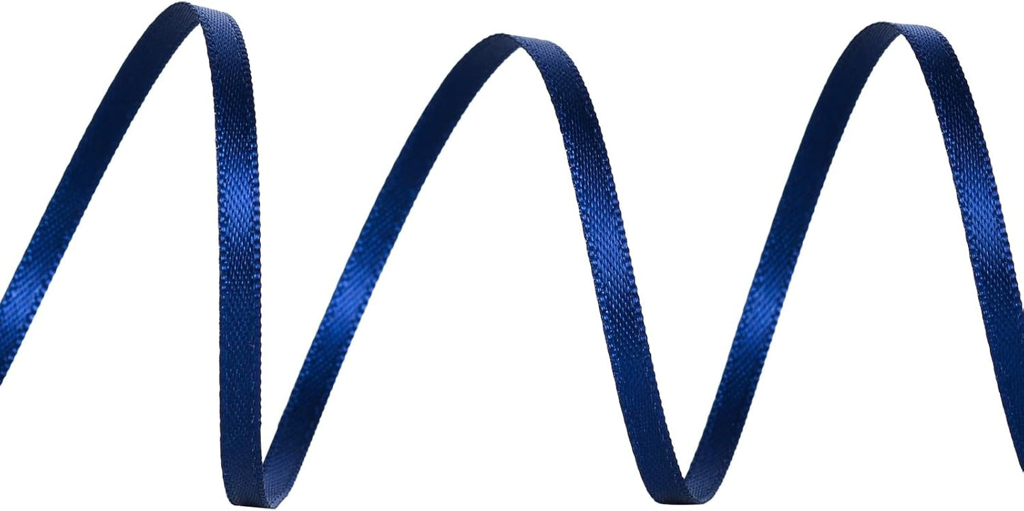 YAMA Navy Blue Double Faced Satin Ribbon, 1/8 Inch 100 Yards, Navy Ribbon for Gift Wrapping Crafts Hair Bows Wedding Party Decoration