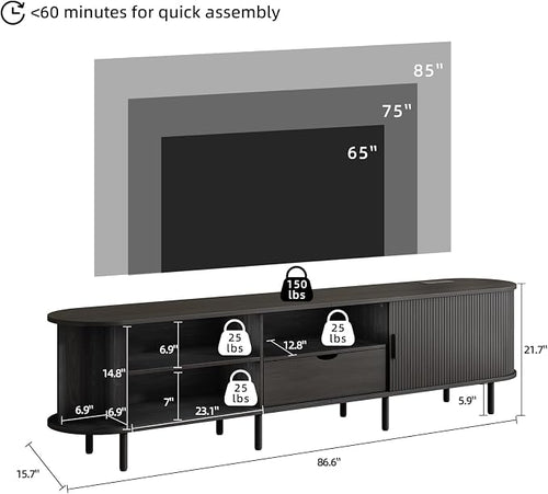 86.6" Mid-Century TV Stand - Image 2