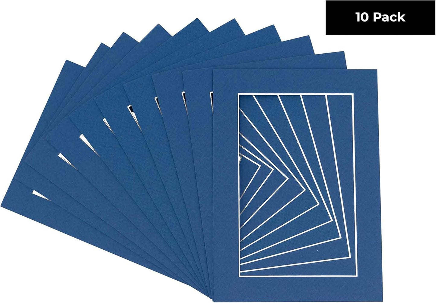 Pack of Ten Acid Free 8.5x11 Mats Bevel Cut for 7x9 Photos - Royal Blue Precut Matboards With Backing Boards and Self Seal Photo Mat Bags For Pictures, Photos, Framing - 4-ply Thickness