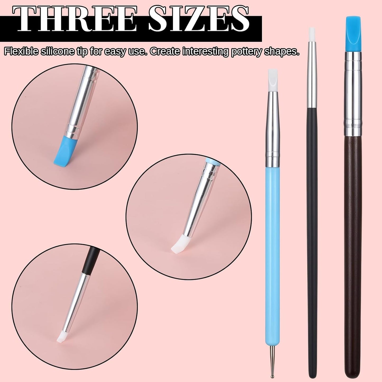 15PCS Silicone Clay Sculpting Tool, Pottery Tools Modeling Dotting Tool Resin Stippling Embossing Tools for DIY Crafts, Modeling, Nail, Painting, Embossing, Sculpting Pottery