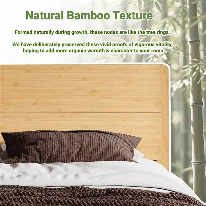 Merax Queen Size Bamboo Platform Bed Frame - Image 6