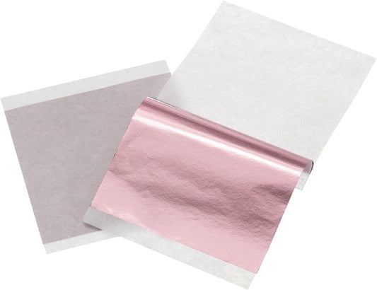 uxcell 100pcs Leaf Sheets, 3.5" x 3.5" Foil Sheets Paper Sheets for DIY Crafts Painting Nails Resin Furniture Decoration(Grey Pink)