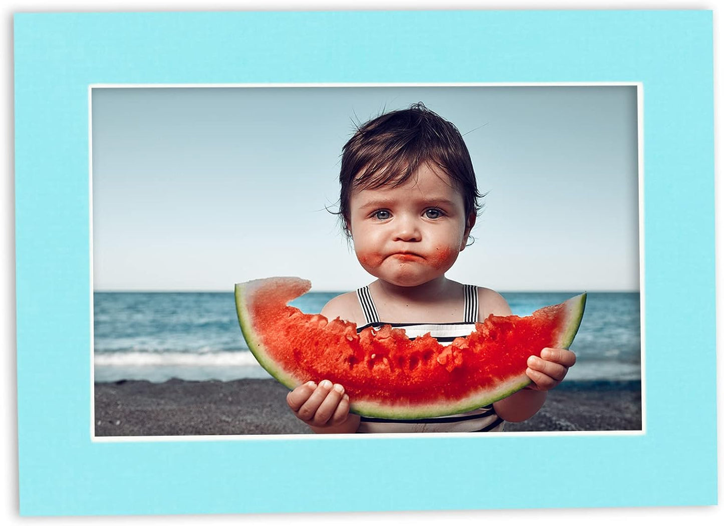 8.5x11 Mat Bevel Cut for 7x9 Photos - Acid Free Aquamarine Blue Precut Matboard - For Pictures, Photos, Framing - 4-ply Thickness