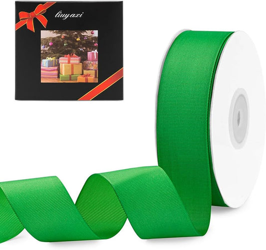 LIUYAXI 1-1/2" X 50 Yards Solid Green Grosgrain Ribbon, Perfect for Crafts, Wedding Decor, DIY Hair Accessories, Sewing, Gift Package Wrapping and More