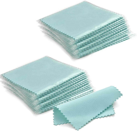 SEVENWELL 100pcs Jewelry Cleaning Cloth Turquoise Polishing Cloth for Sterling Silver Gold Platinum Small Silver Polish 8x8cm