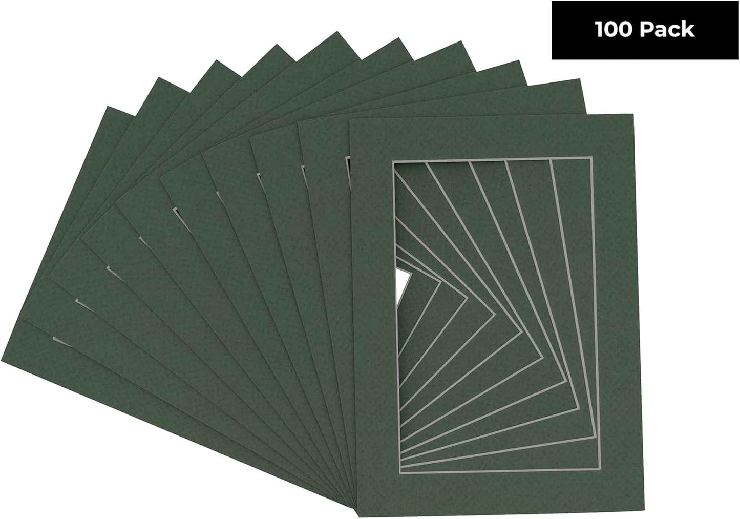 11x14 Mat for 8.5x11 Photo - Precut Hunter Green Picture Matboard for Frames Measuring 11 x 14 Inches - Bevel Cut Matte to Display Art Measuring 8.5 x 11 Inches - Acid Free Pack of 100 MATS