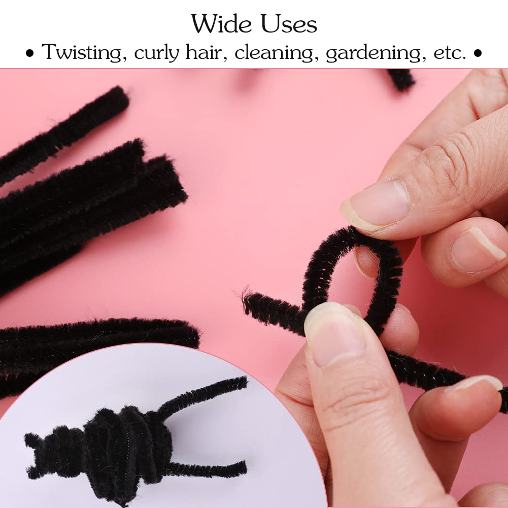 60 PCS Black Pipe Cleaners - Bulk Art & Craft Pipe Cleaners Chenille Stem for Creative Home Decoration and Arts Crafts