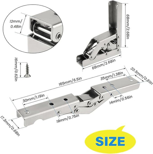 2 Pack Locking Hinge 0°-90°-180°, Folding Table Brackets, Heavy Duty Folding - Image 2