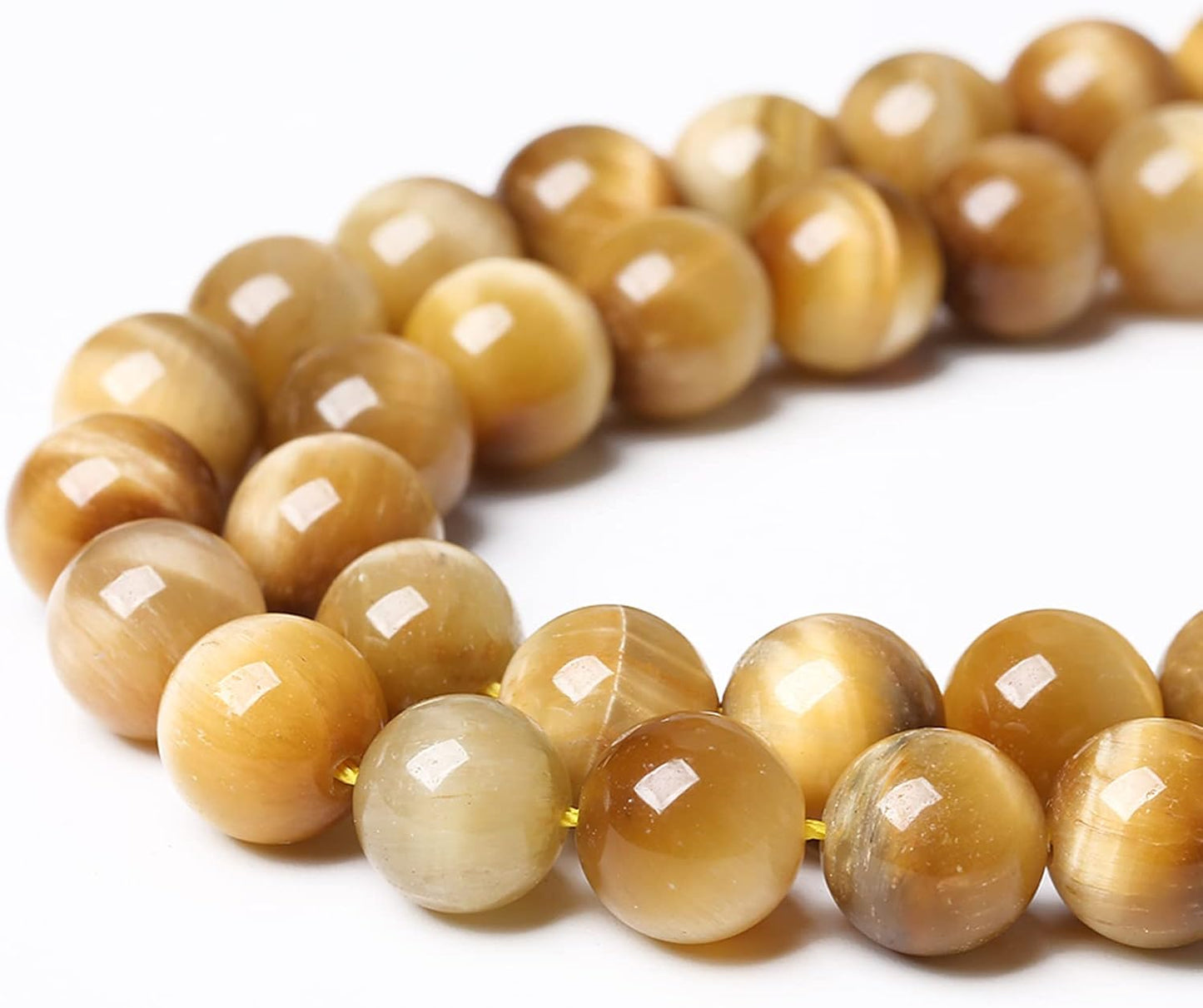 120PCS 6mm AAA Natural Tiger Eye Stone Beads Gemstone Round Spacer Loose Beads for Jewelry Making DIY Bracelet,Necklace, Earrings 2 Strand 32"