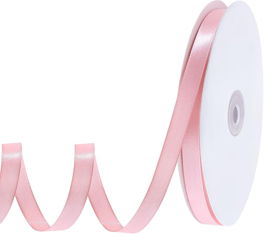 120 Yards Pink Ribbon 3/8 Inch Craft Thin Satin Ribbons for Cake Bows Lei Hair Scrapbook Gift Wrapping Wedding Party Card Christmas Decorations