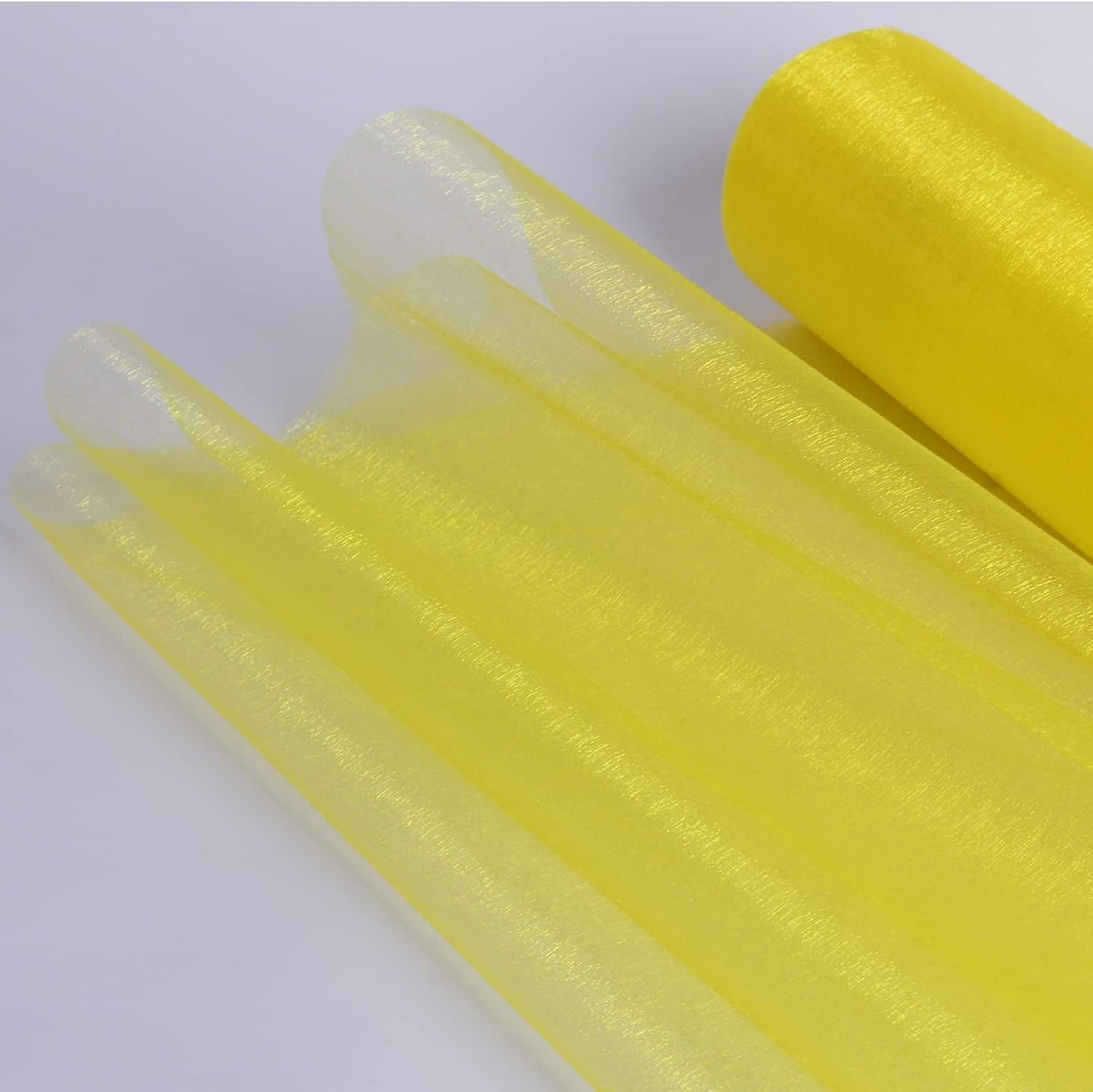 Crystal Organza Fabric Tulle - 16" by 50 Yards Sheer Fabric for Wedding Party Decoration Bridal Shower Tutu Roll Netting Spool Ribbon Wrapping (Yellow)